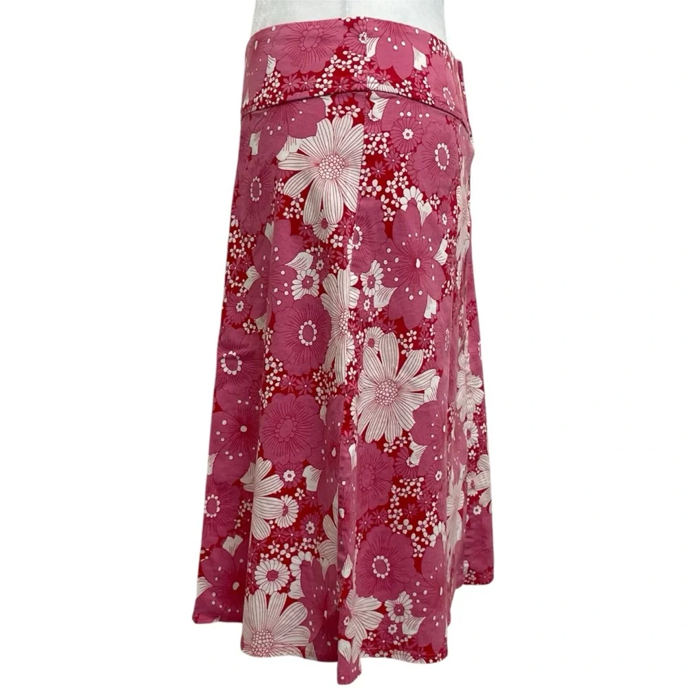Charlotte Russe Vintage 90s Pink Cotton Floral A-Line Midi Skirt
